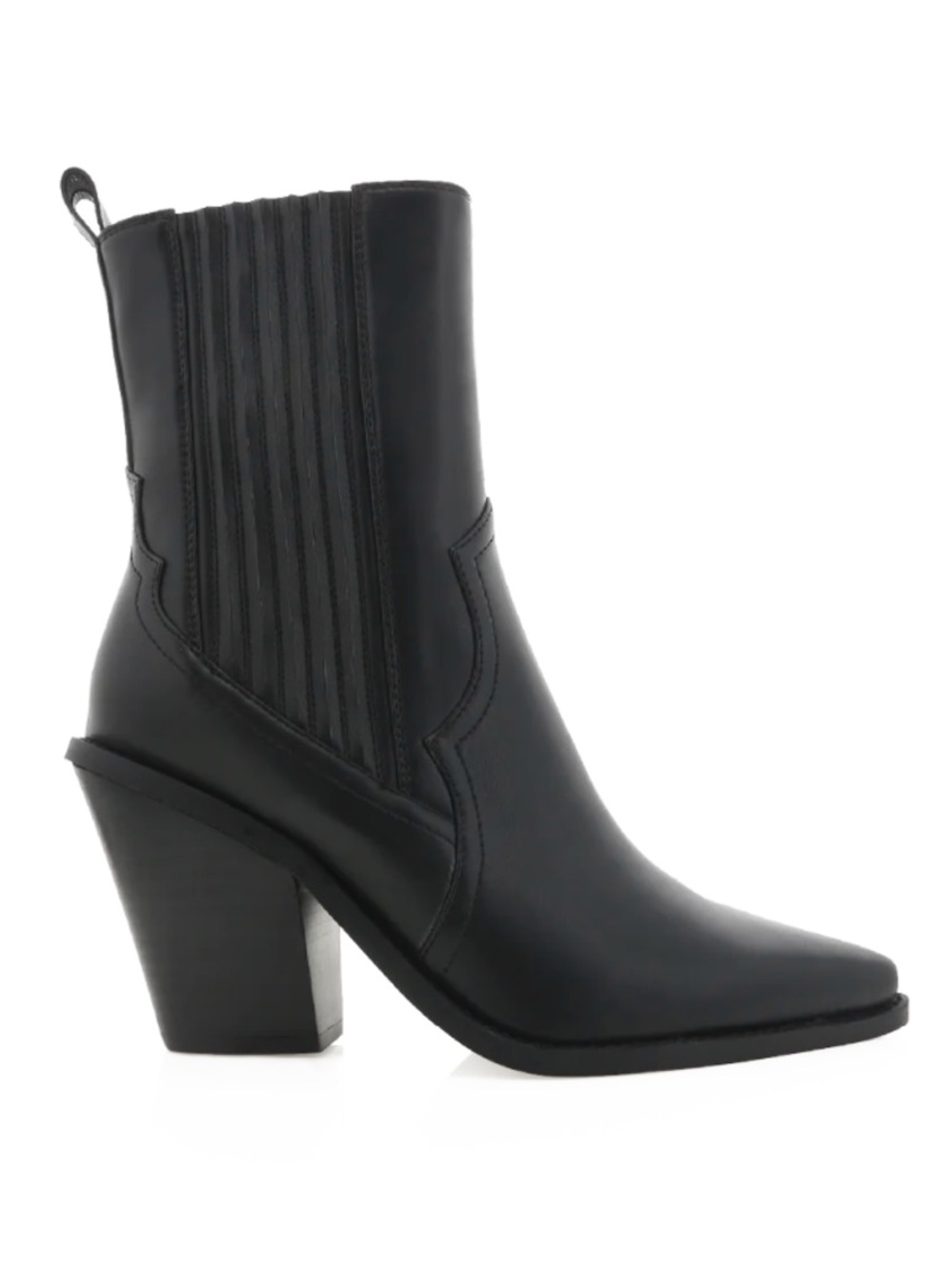 Billini Black Leather Western Block Heel Boots